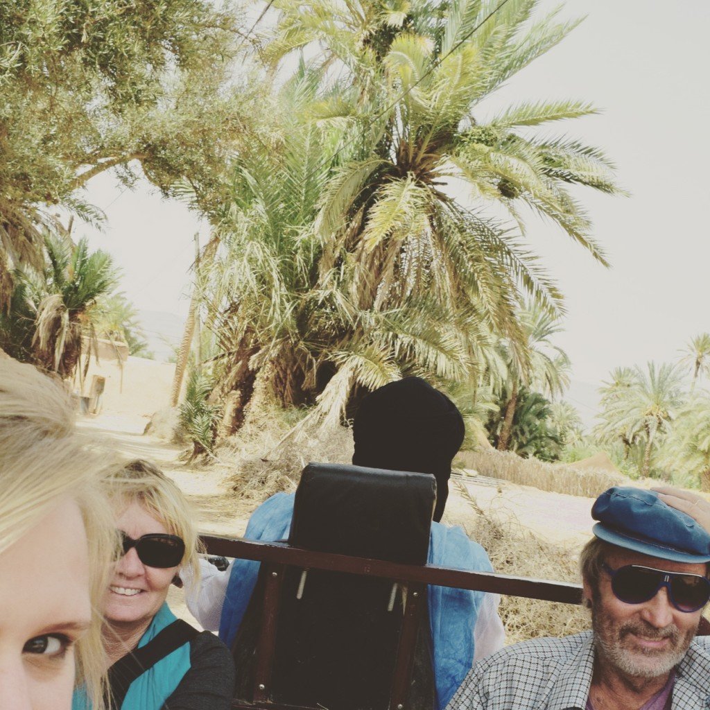 Anette, Peter and I on our docker ride to the nomads. palm oasis moroccan sahara western bungalow 