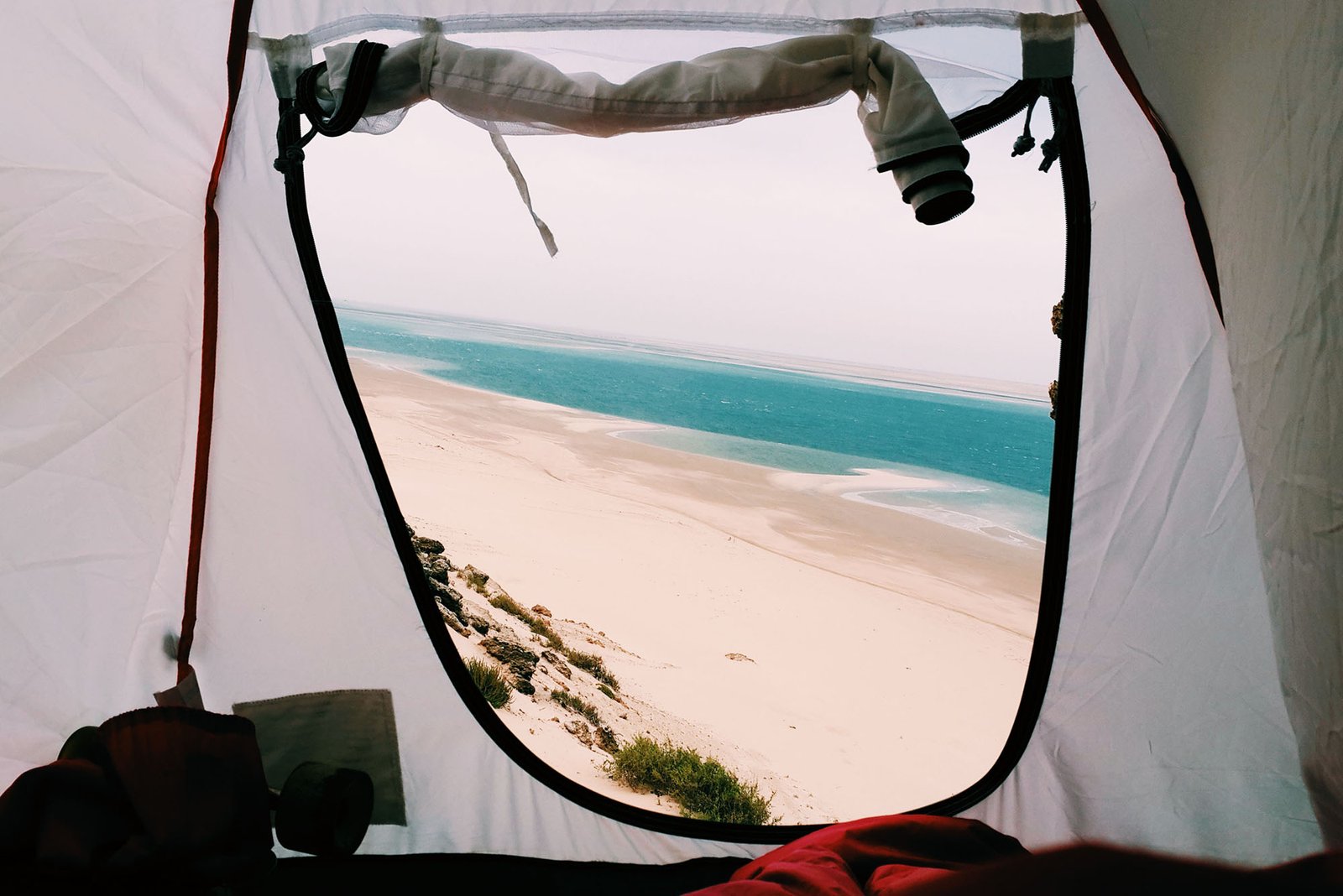 Tarik and his tent somewhere in Dakhla