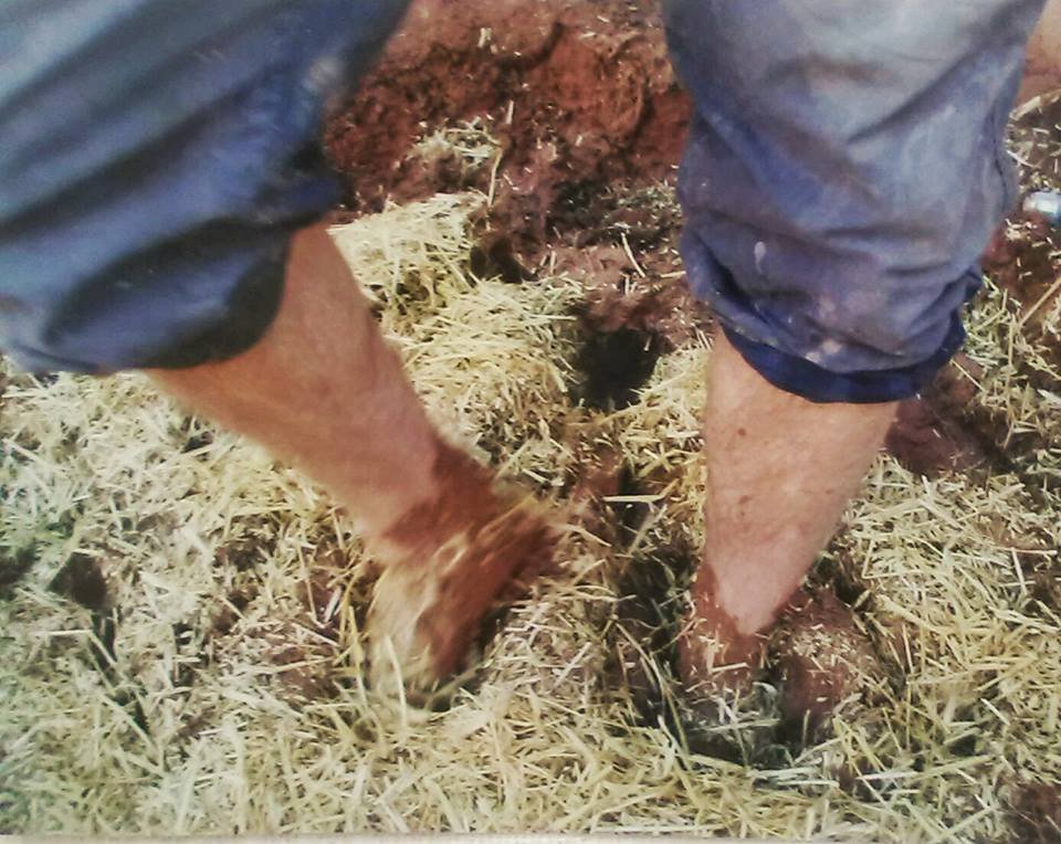Peter, Anette's husband during the process of building the house mud
