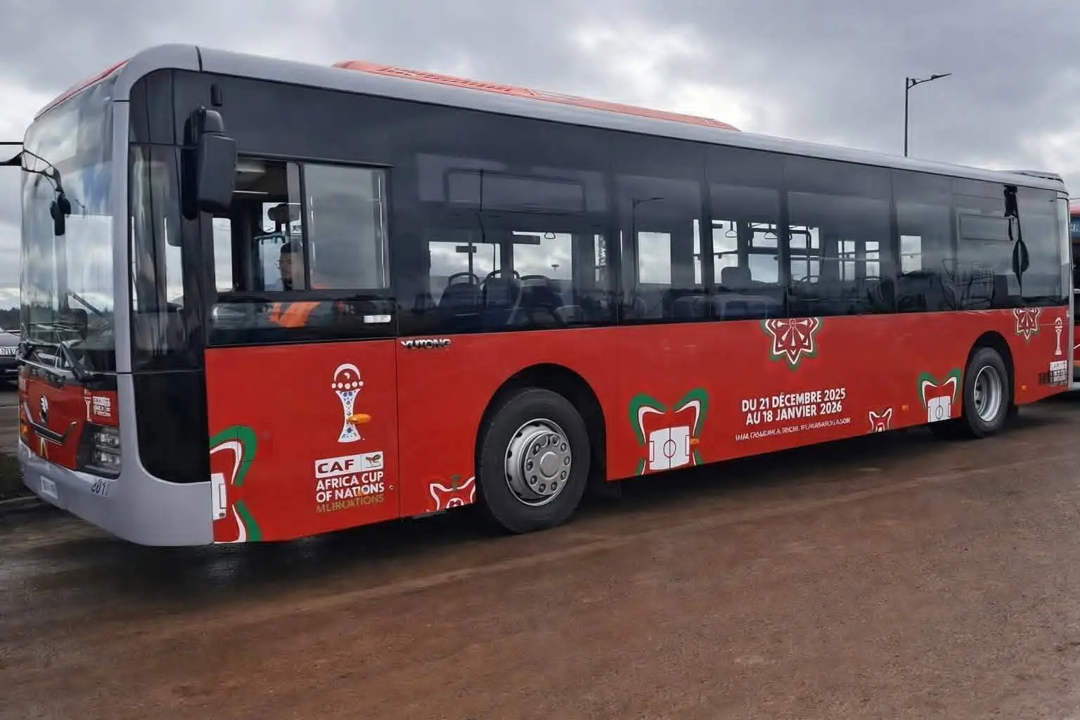 Airport bus service with passengers boarding